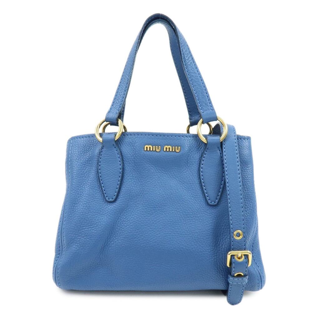 Miu Miu Logo Leather Handbag Blue